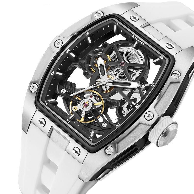 Skeleton Face With Rubber Strap Mechanical Movement Waterproof Watch