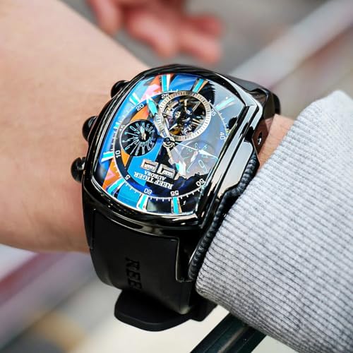 Mengxiang Luxury Watches for Men, Mechanical Watch, Black/Blue