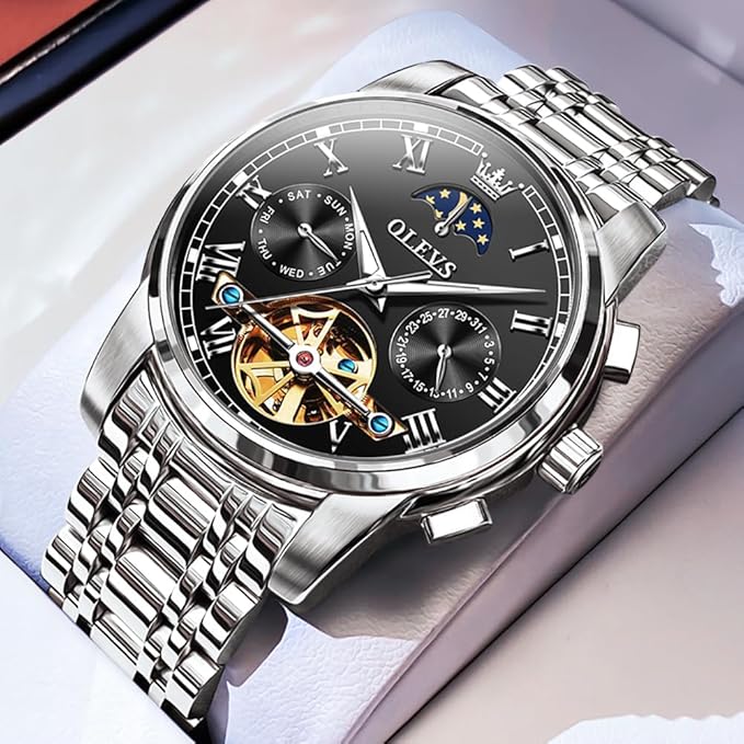 Men’s Automatic Skeleton Moon Phase Watch