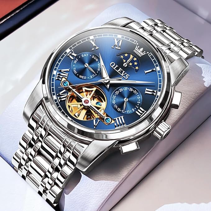Men’s Automatic Skeleton Moon Phase Watch