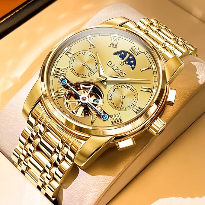 Men’s Automatic Skeleton Moon Phase Watch