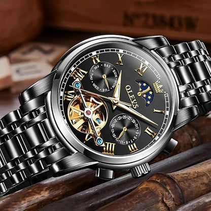 Men’s Automatic Skeleton Moon Phase Watch