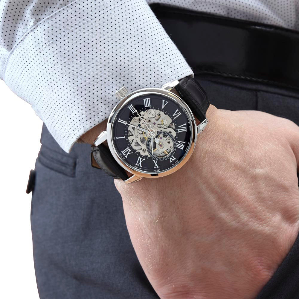 Soulmate gift for him, openwork watch for men with thoughtful message card