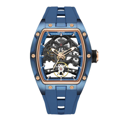 Skeleton Face With Rubber Strap Mechanical Movement Waterproof Watch