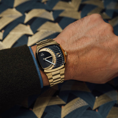 Timeline Retrograde Automatic Gold Black